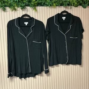 Nordstrom Rack Black Piped Modal PJ Top Set of 2 Size L